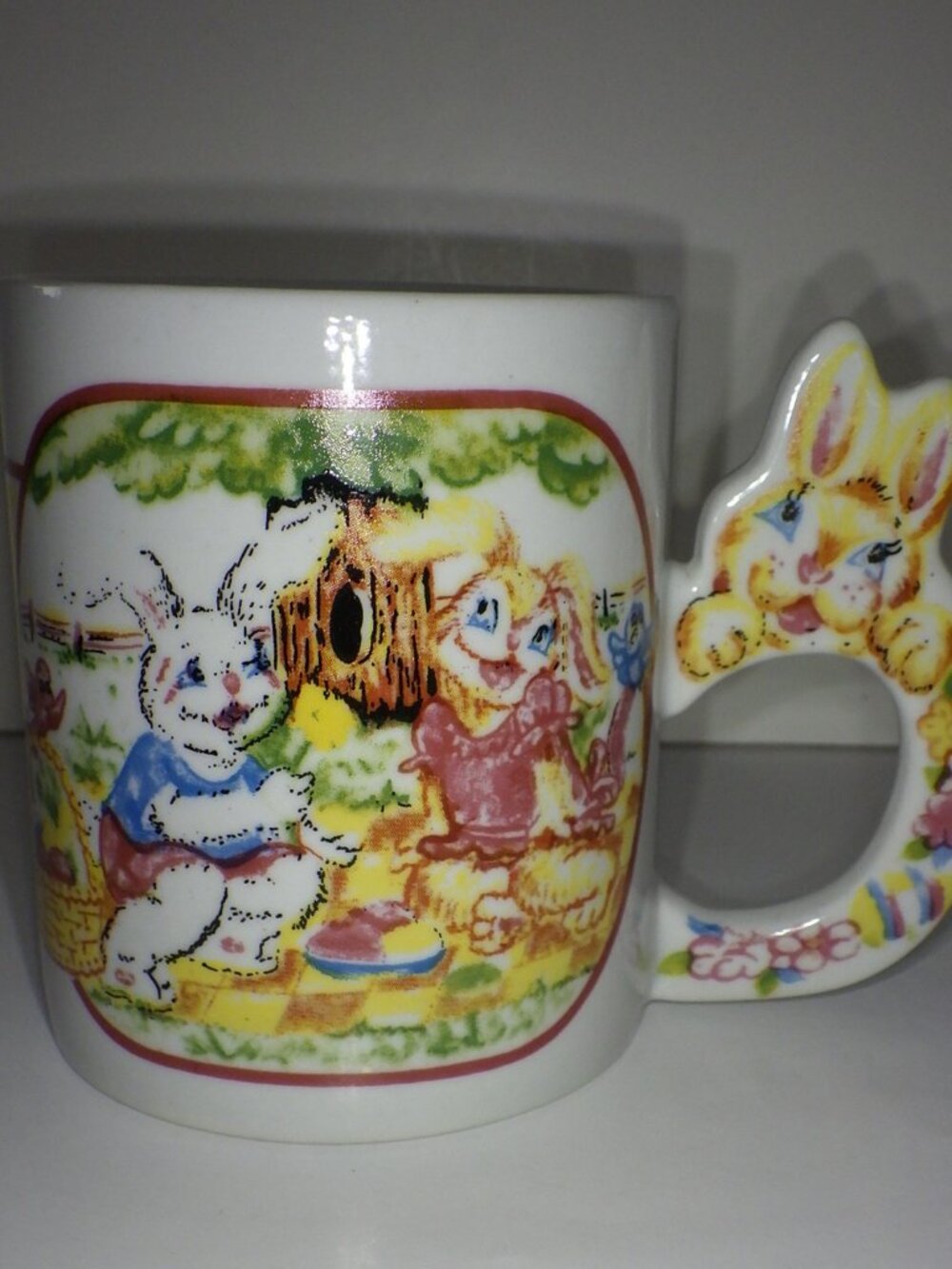 Peter Rabbit Easter Bunny Coffee Mug W/ Bunny Handle Design Ceramic Cup Vintage